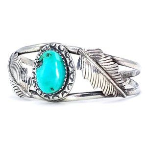 Sterling Silver Cuff Bracelet w Turquoise Stone